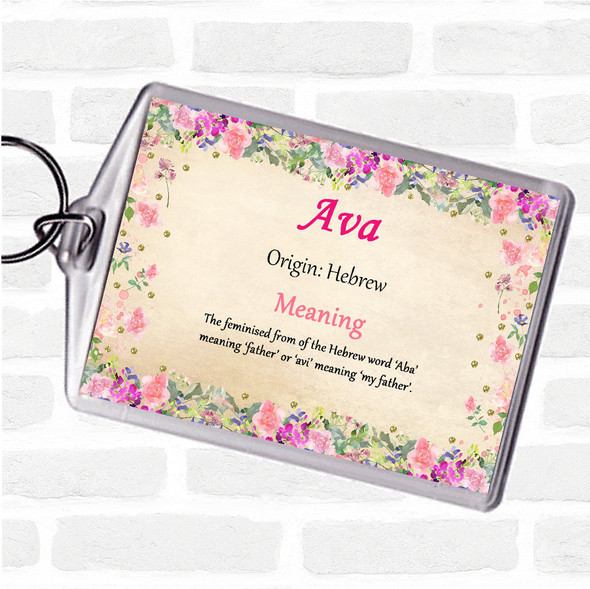 Ava Name Meaning Bag Tag Keychain Keyring  Floral