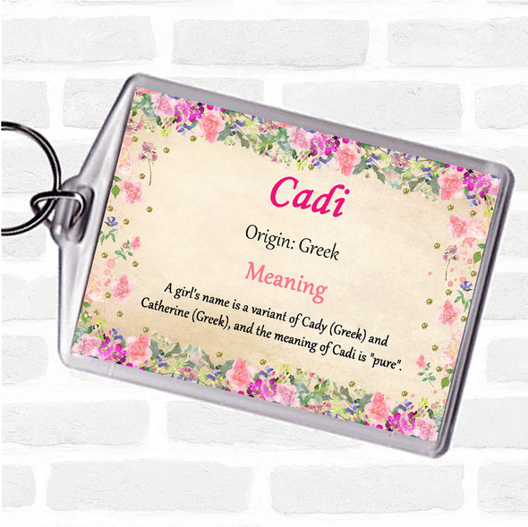 Cadi Name Meaning Bag Tag Keychain Keyring  Floral