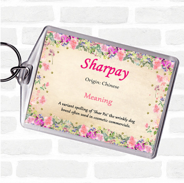 Sharpay Name Meaning Bag Tag Keychain Keyring  Floral