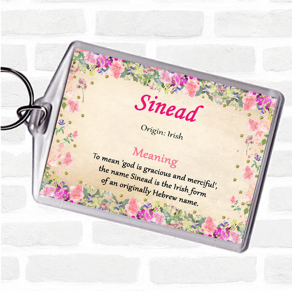 Sinead Name Meaning Bag Tag Keychain Keyring  Floral