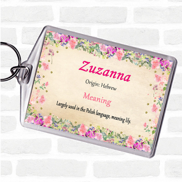 Zuzanna Name Meaning Bag Tag Keychain Keyring  Floral