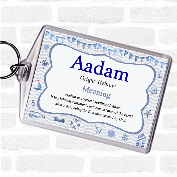 Aadam Name Meaning Bag Tag Keychain Keyring  Nautical