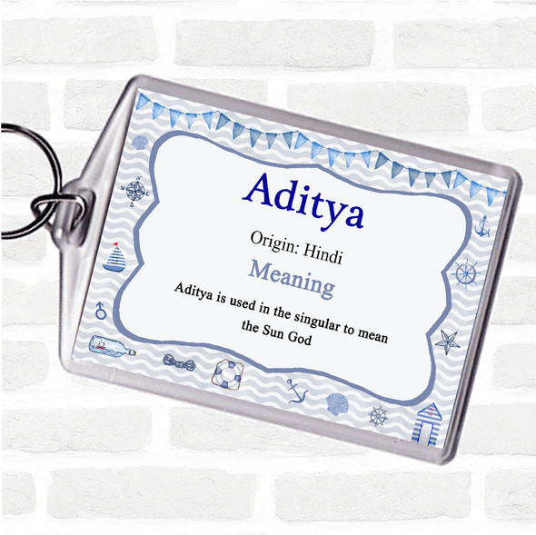 Aditya Name Meaning Bag Tag Keychain Keyring  Nautical