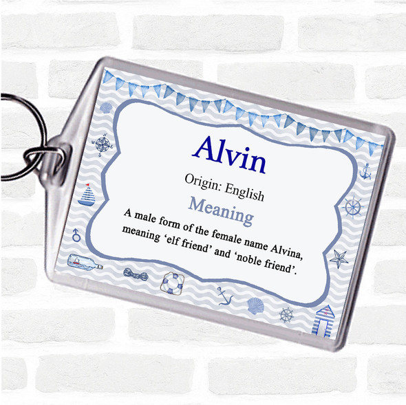 Alvin Name Meaning Bag Tag Keychain Keyring  Nautical