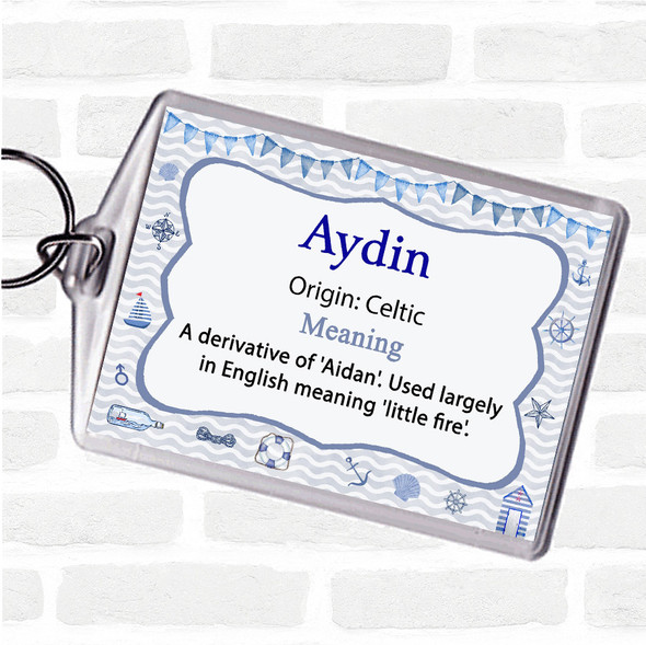 Aydin Name Meaning Bag Tag Keychain Keyring  Nautical