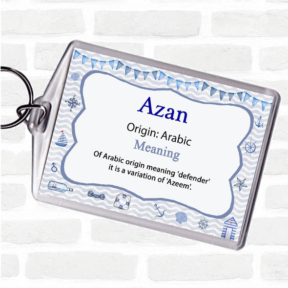 Azan Name Meaning Bag Tag Keychain Keyring  Nautical