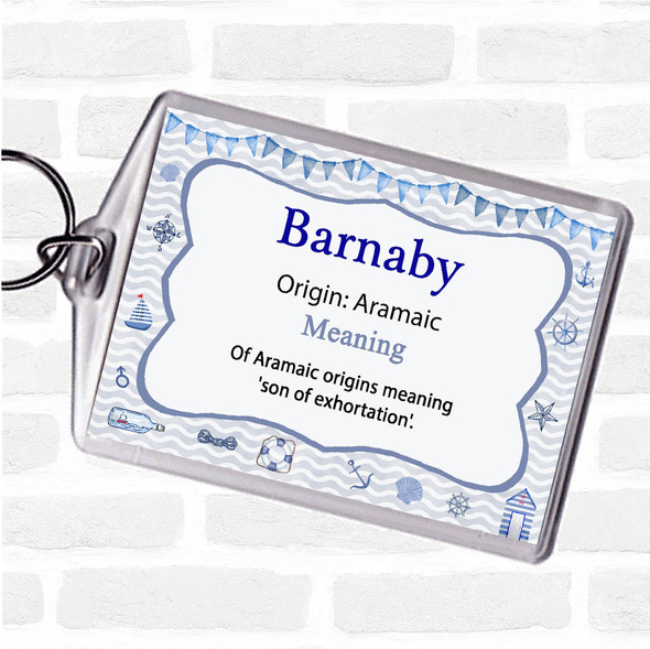 Barnaby Name Meaning Bag Tag Keychain Keyring  Nautical