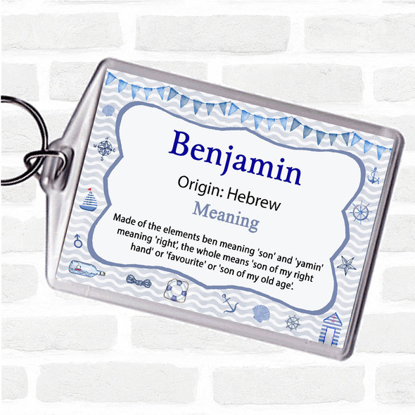 Benjamin Name Meaning Bag Tag Keychain Keyring  Nautical