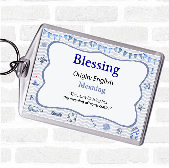 Blessing Name Meaning Bag Tag Keychain Keyring  Nautical