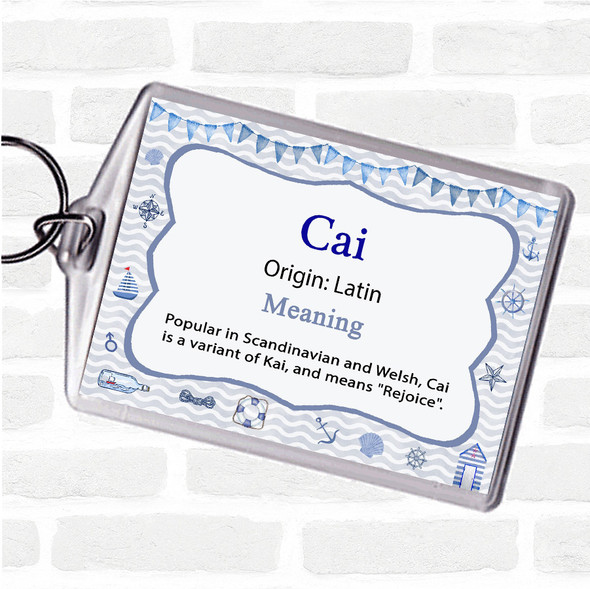 Cai Name Meaning Bag Tag Keychain Keyring  Nautical
