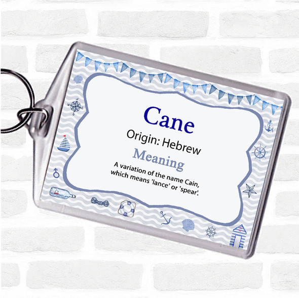 Cane Name Meaning Bag Tag Keychain Keyring  Nautical