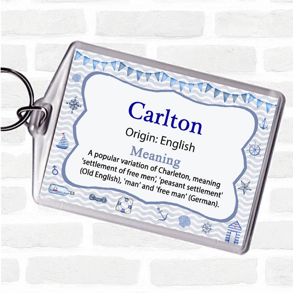 Carlton Name Meaning Bag Tag Keychain Keyring  Nautical