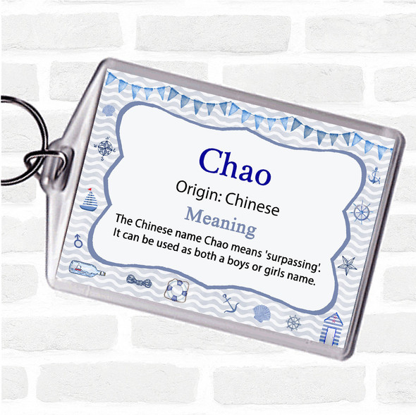 Chao Name Meaning Bag Tag Keychain Keyring  Nautical