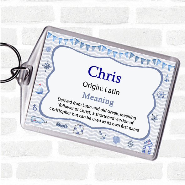 Chris Name Meaning Bag Tag Keychain Keyring  Nautical
