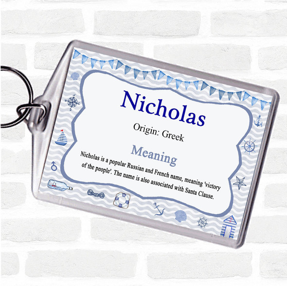 Nicholas Name Meaning Bag Tag Keychain Keyring  Nautical