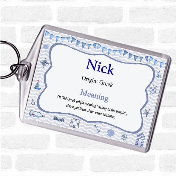 Nick Name Meaning Bag Tag Keychain Keyring  Nautical