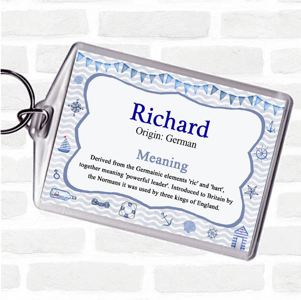 Richard Name Meaning Bag Tag Keychain Keyring  Nautical