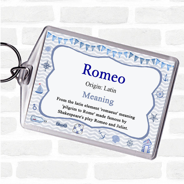 Romeo Name Meaning Bag Tag Keychain Keyring  Nautical