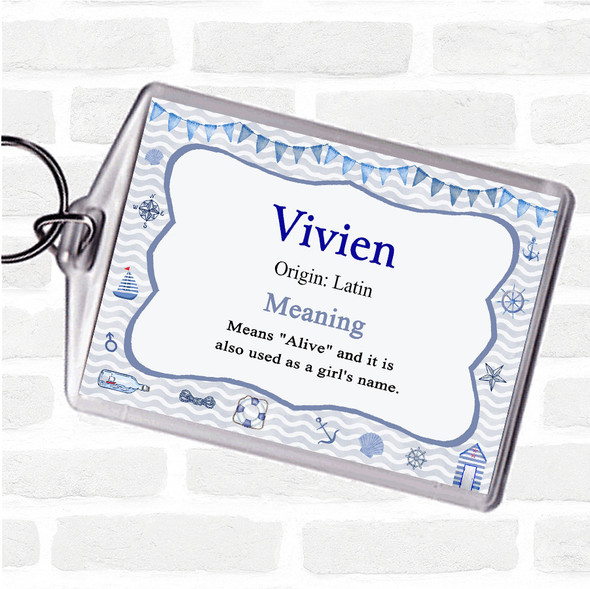 Vivien Name Meaning Bag Tag Keychain Keyring  Nautical