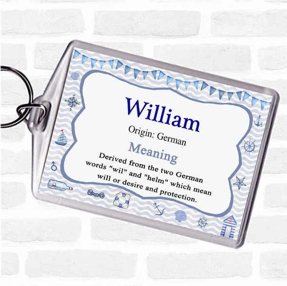 William Name Meaning Bag Tag Keychain Keyring  Nautical