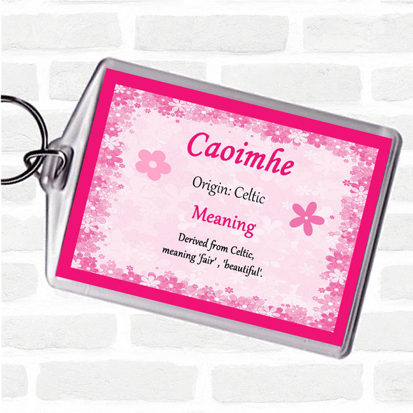 Caoimhe Name Meaning Bag Tag Keychain Keyring  Pink
