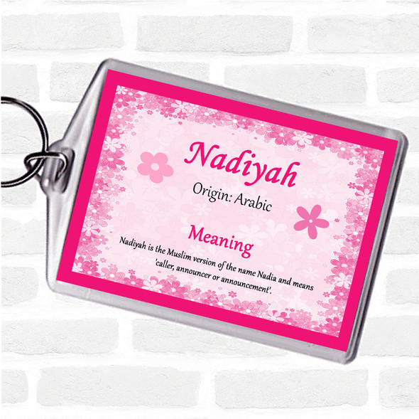 Nadiya Name Meaning Bag Tag Keychain Keyring  Pink