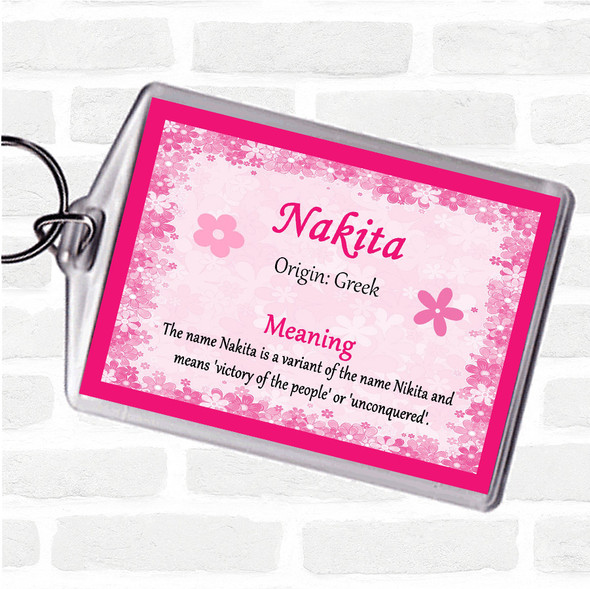 Nakita Name Meaning Bag Tag Keychain Keyring  Pink