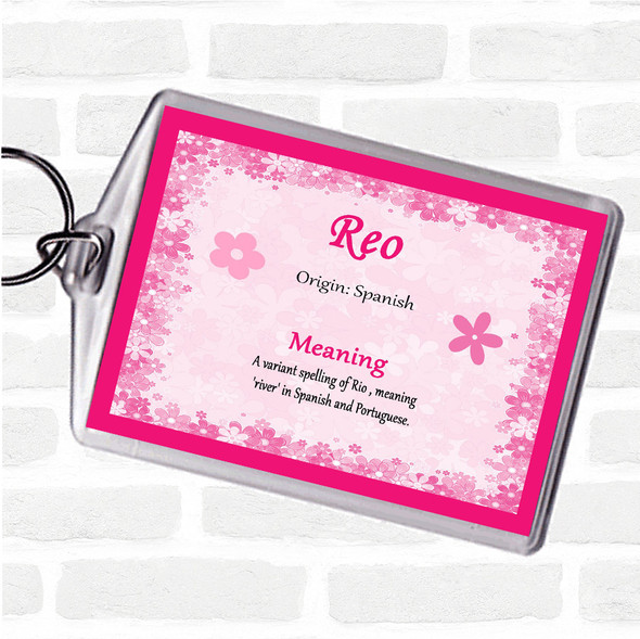 Reo Name Meaning Bag Tag Keychain Keyring  Pink