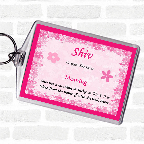 Shiv Name Meaning Bag Tag Keychain Keyring  Pink