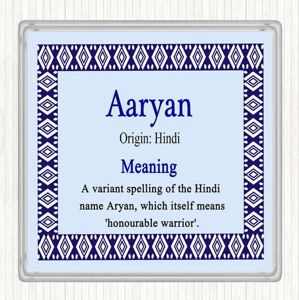 Aaryan Name Meaning Drinks Mat Coaster Blue