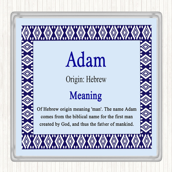 Adam Name Meaning Drinks Mat Coaster Blue