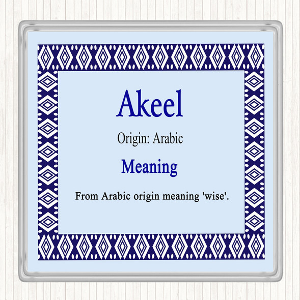 Akeel Name Meaning Drinks Mat Coaster Blue