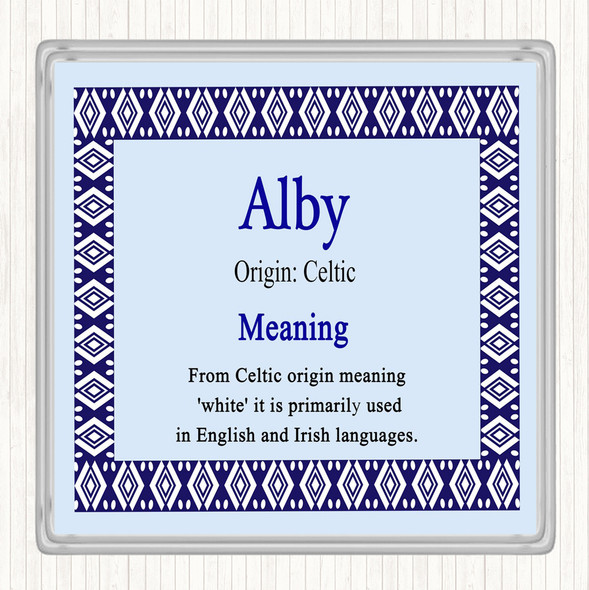 Alby Name Meaning Drinks Mat Coaster Blue