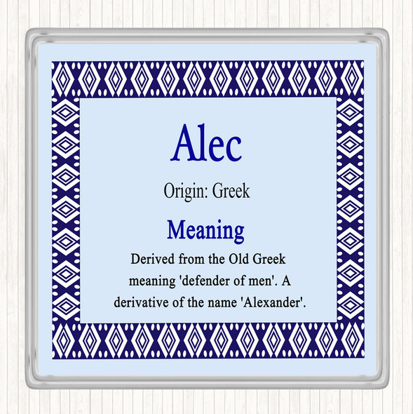 Alec Name Meaning Drinks Mat Coaster Blue