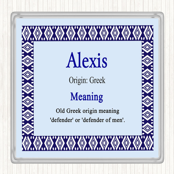 Alexis Name Meaning Drinks Mat Coaster Blue