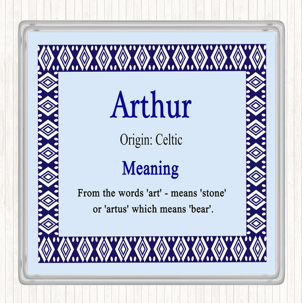 Arthur Name Meaning Drinks Mat Coaster Blue