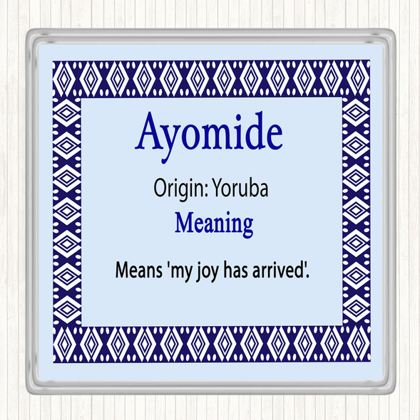 Ayomide Name Meaning Drinks Mat Coaster Blue