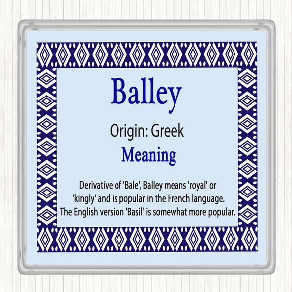 Balley Name Meaning Drinks Mat Coaster Blue