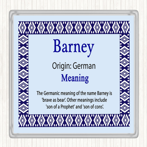 Barney Name Meaning Drinks Mat Coaster Blue