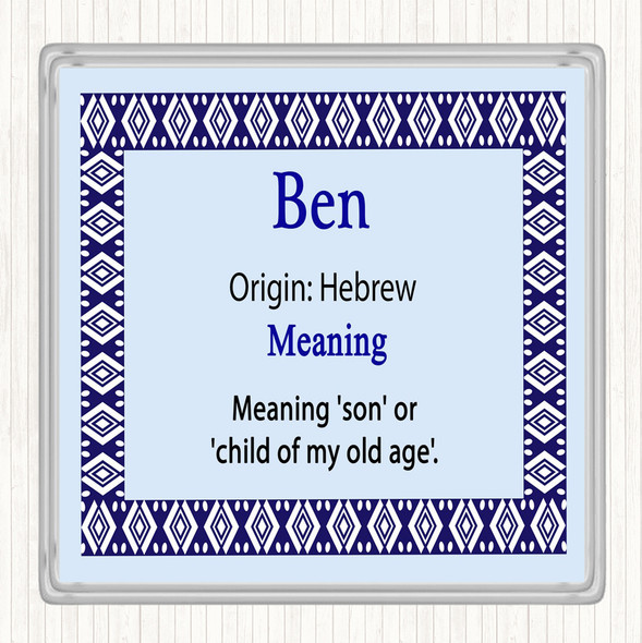 Ben Name Meaning Drinks Mat Coaster Blue