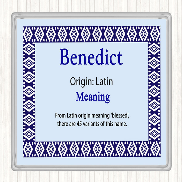 Benedict Name Meaning Drinks Mat Coaster Blue