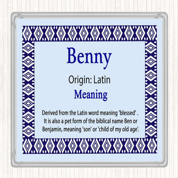 Benny Name Meaning Drinks Mat Coaster Blue