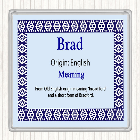 Brad Name Meaning Drinks Mat Coaster Blue