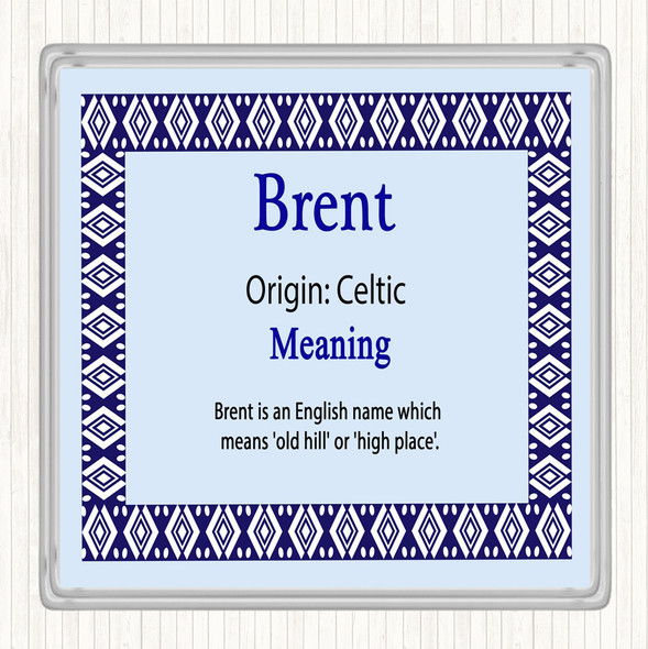 Brent Name Meaning Drinks Mat Coaster Blue