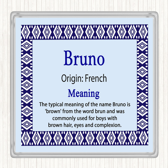 Bruno Name Meaning Drinks Mat Coaster Blue