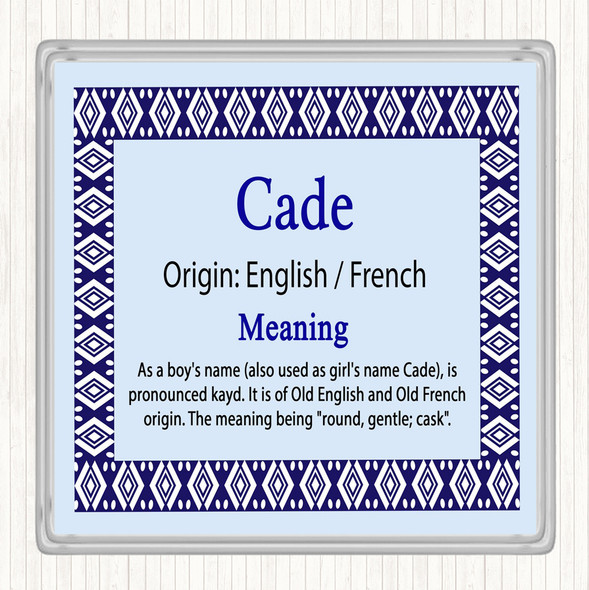 Cade Name Meaning Drinks Mat Coaster Blue