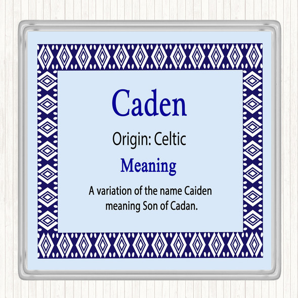 Caden Name Meaning Drinks Mat Coaster Blue