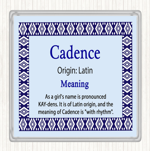 Cadence Name Meaning Drinks Mat Coaster Blue