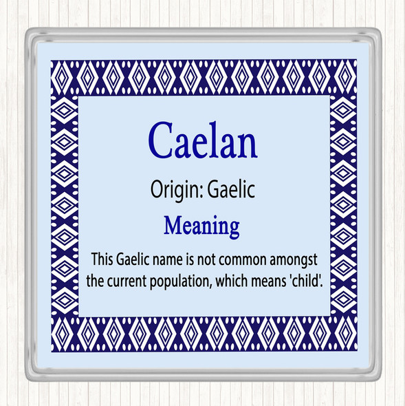 Caelan Name Meaning Drinks Mat Coaster Blue