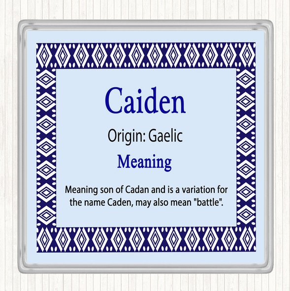 Caiden Name Meaning Drinks Mat Coaster Blue